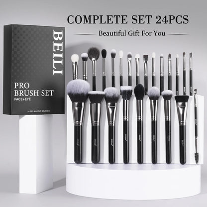 BEILI Professional Black Makeup Brushes Set Synthetic Hair Kabuki Foundation Blush Eyeshadow Smoky Brush Beauty Tool For Women