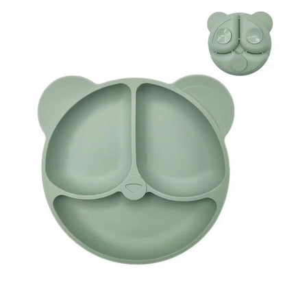 Baby Safe Silicone Dining Plate Suction Cartoon Children Dishes Feeding Toddler Training Tableware Retro Kids Smile Face Bowl