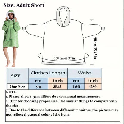 Men Women Oversized Blanket Hoodie - Extra Long Warm Soft Fleece Pullover with Long Flannel Sleeves