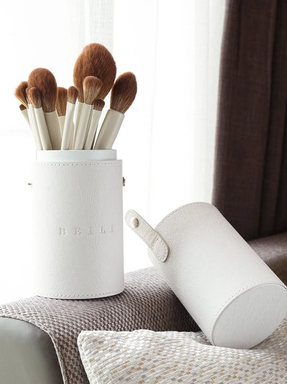 BEILI 15 PCS Makeup Brush Sets Beige Synthetic Hair Brush Foundation Contour Eyeshadow Eyeliner Blush Blending Highlight Brush