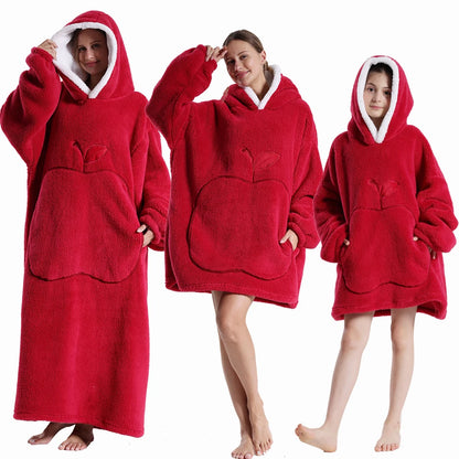 Men Women Oversized Blanket Hoodie - Extra Long Warm Soft Fleece Pullover with Long Flannel Sleeves