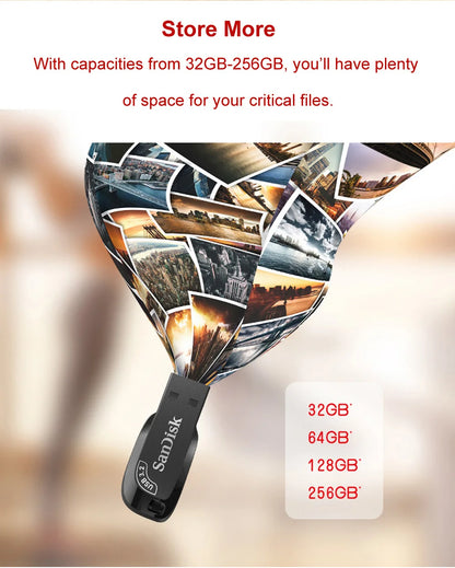 SanDisk Ultra Shift USB 3.0 Flash Drive 256GB 128GB 64GB 32GB Read Speed up to 100MB/s USB Flash Drive Memory Stick Pen Drive