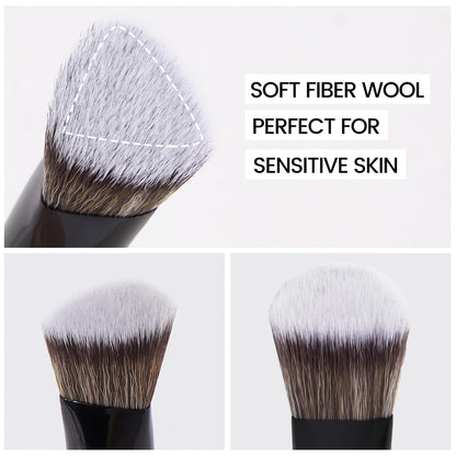 MAANGE 4pcs Main Makeup Brushes Set Flat Top Foundation Brushes Angled Contoured Brush Dense Bristle Face Makeup Tool for Beauty