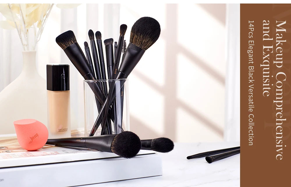 Jessup Makeup Brushes Set,10-14pcs Make Up Brush Contour Foundation Powder Eyeshadow Highlight Blending Concealer Liner T336
