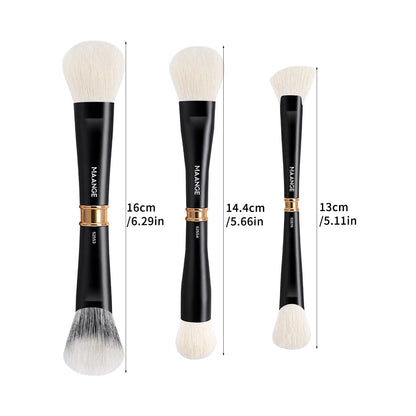MAANGE 3pcs Dual-Head Multifunctional Makeup Brushes Sloping Foundation Concealer Brush Kabuki for Liquid Cream Blending Beauty