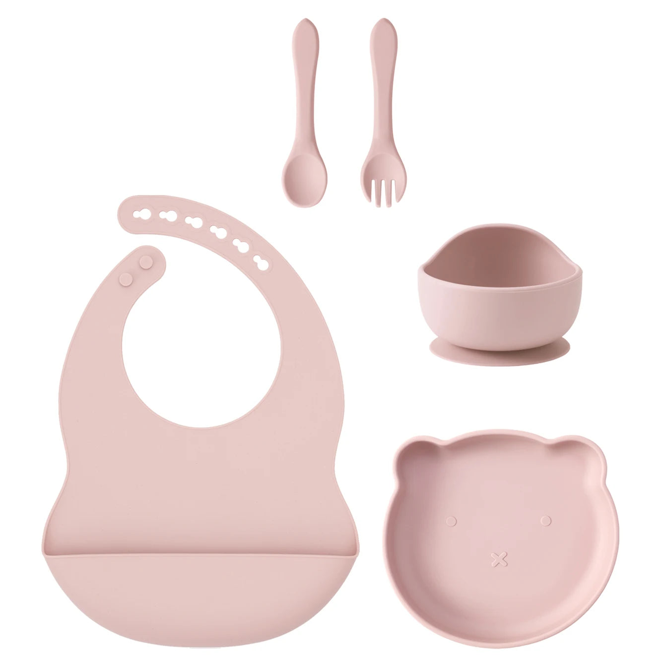 Kids 5PCS Food Grade Silicone Feeding Set Sucker Dishes Plate Self Feeding Bowl BPA Free Toddler Meal Essentials