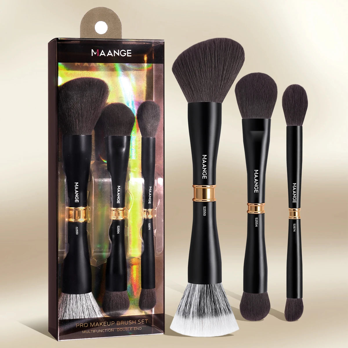 MAANGE 3pcs Dual-Head Multifunctional Makeup Brushes Sloping Foundation Concealer Brush Kabuki for Liquid Cream Blending Beauty