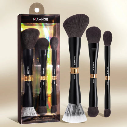 MAANGE 3pcs Dual-Head Multifunctional Makeup Brushes Sloping Foundation Concealer Brush Kabuki for Liquid Cream Blending Beauty