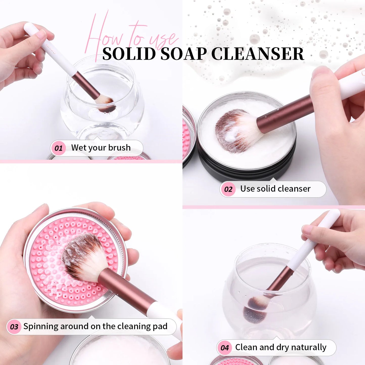 DUcare Professional Makeup Brushes kits Synthetic Hair 17Pcs with Sponge & cleaning tools Pad for Cosmetics Foundation Eyeshadow