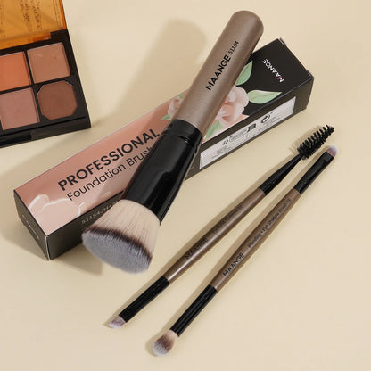 MAANGE 3PCS Makeup Brushes Set Foundation Concealer Brush Eyelashes Brush Eyeshadow Brush Blending Soft Bristles Makeup Tools