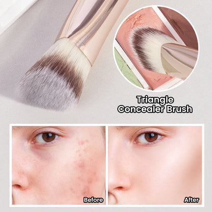 MAANGE 4pcs Main Makeup Brushes Set Flat Top Foundation Brushes Angled Contoured Brush Dense Bristle Face Makeup Tool for Beauty
