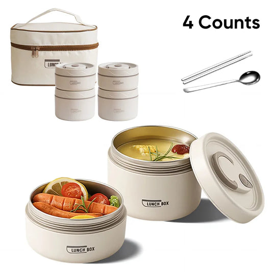 Lunch Box Portable Insulated Food Lunch Container Set with Thermal 4 Separate Stackable Lunch Container Kitchen for Adult Kid