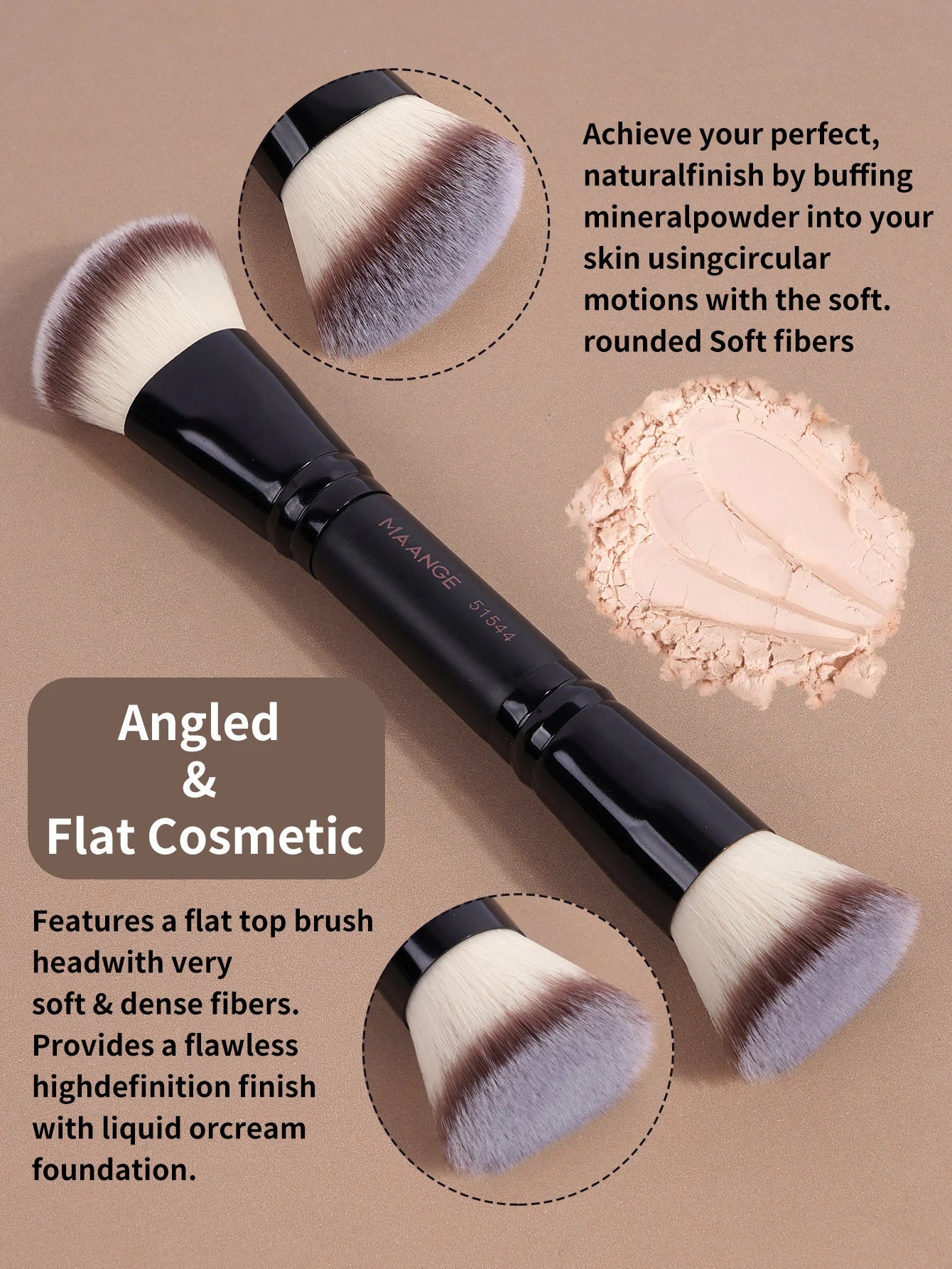 MAANGE 4pcs Dual-ended Makeup Brushes Set With Box Foundations Powder Conceal Blush for Eyeshadow Basic Brush Beginner Travel