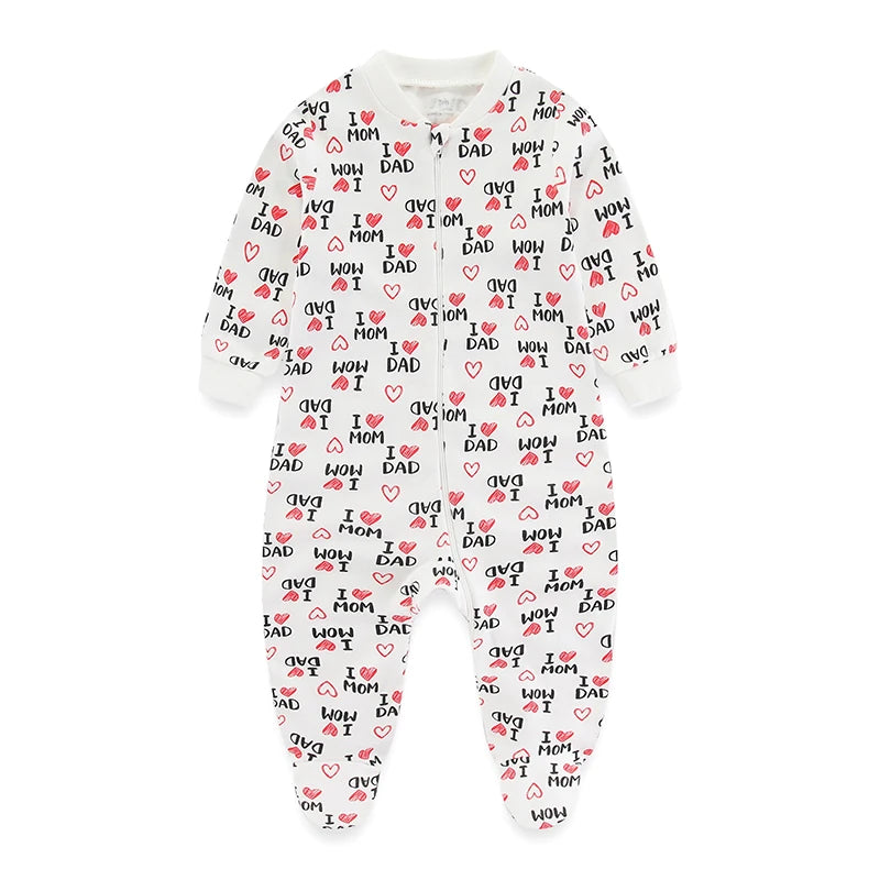 Kiddiezoom 0-12Months Cartoon 1/2 Pieces Long Sleeve Zipper Baby Boys Girl Romper 100%Cotton Soft newborn Jumpsuits
