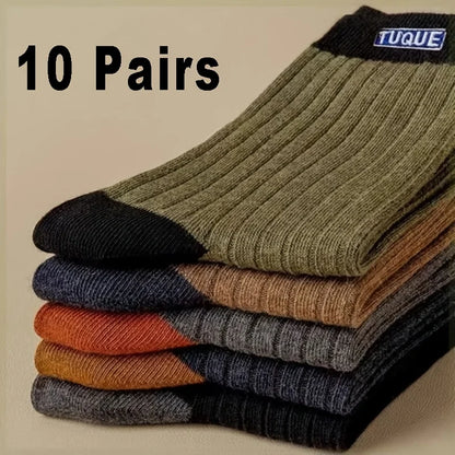 10 Pairs of Men's Four-season Pure Color Breathable Sweat-absorbing Mid-calf Sports Socks Business Matchable Trendy Socks