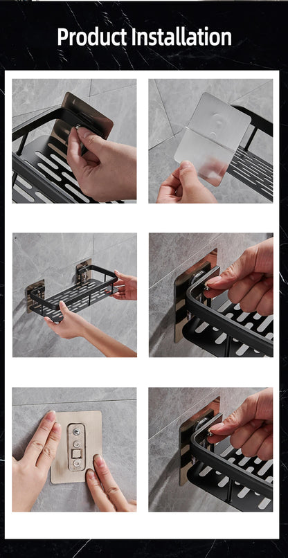 Bathroom Shelf No Drill Wall Mounted Shampoo Bottle Shower Corner Rack Toilet Storage Rack Aluminum Bathroom Kitchen Accessories