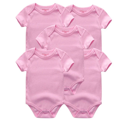 Kiddiezoom 5 Pcs Four Seasons Fashion Cartoon Short Sleeve Baby Boy Girl Bodysuits Soft 100%Cotton Newborn Onesies Clothes