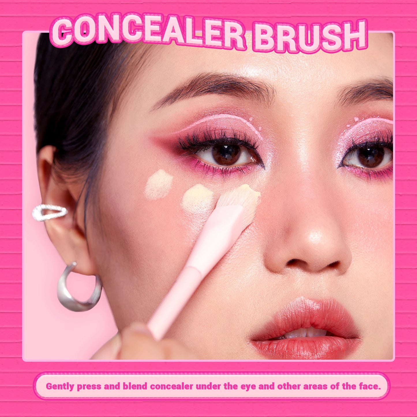 Jessup Foundation Brush and Concealer Brush, Pink Makeup Brushes Set 2Pcs Premium Synthetic Face Brushes Makeup , T497