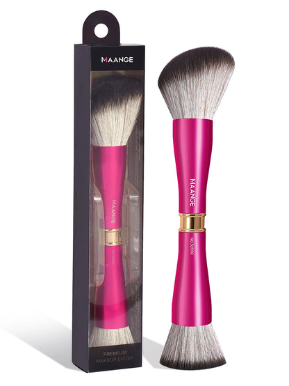 MAANGE Dual-ended Makeup Brush Flat Top Foundation Brush Angled Brush for Contour Mineral Powder Blush