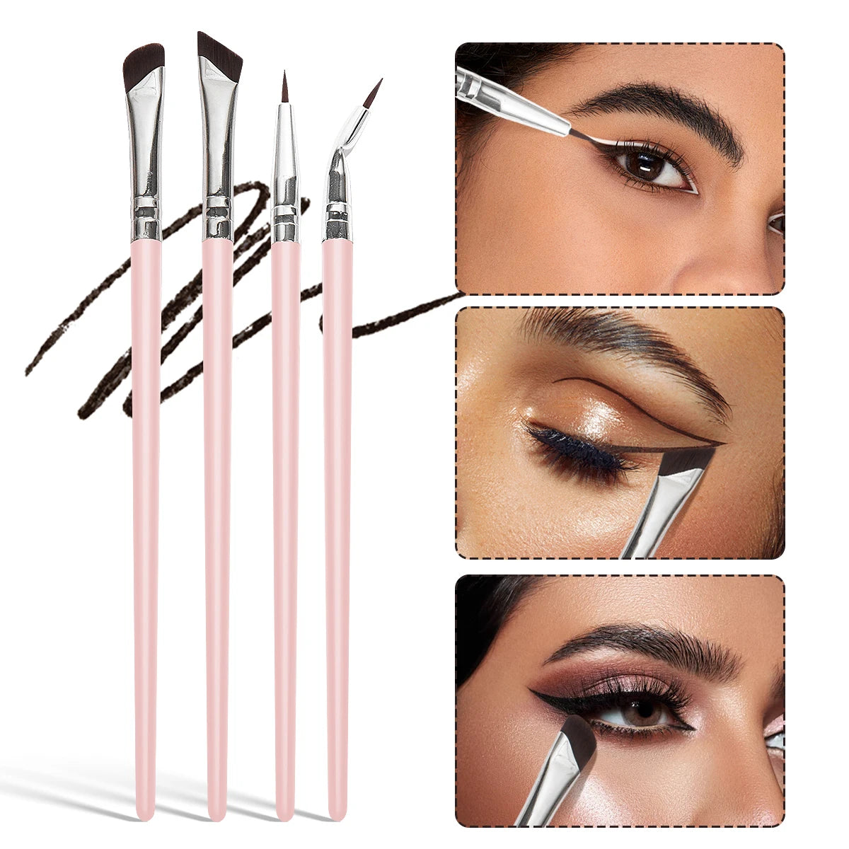 MAANGE 4PCS Professional Eyes Makeup Brush Set Eyeshadow Eyebrow Brush Blade Eyeliner Contour Makeup Brushes Makeup Tool