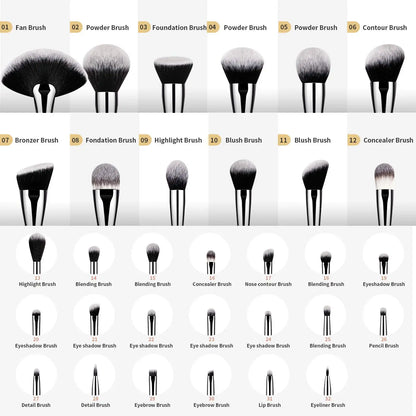 DUcare Black makeup brush Professional Makeup Eyeshadow Foundation Powder Soft Synthetic Hair Makeup Brushes brochas maquillaje