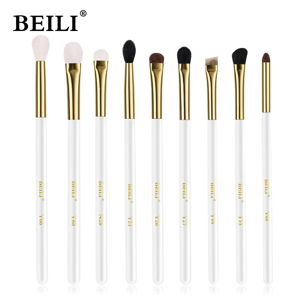 BEILI White Golden Makeup Brushes Set Professional Goat Hair Foundation Contour Bronzer Blush Kakubi Beauty brochas maquillaje