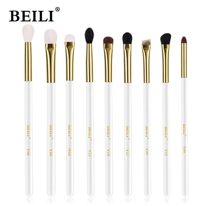 BEILI White Golden Makeup Brushes Set Professional Goat Hair Foundation Contour Bronzer Blush Kakubi Beauty brochas maquillaje