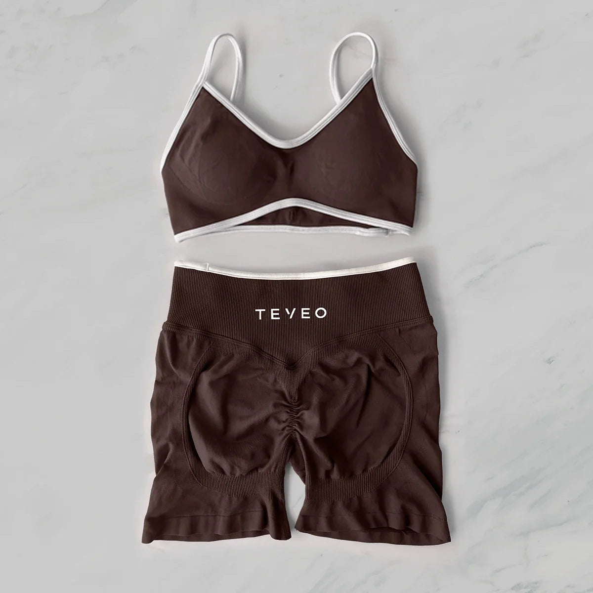 TEVEO  Yoga Women's High-Waist Tummy Control Fitness Leggings Sportswear Gym Workout Running Pants 2 Pieces Gym Set