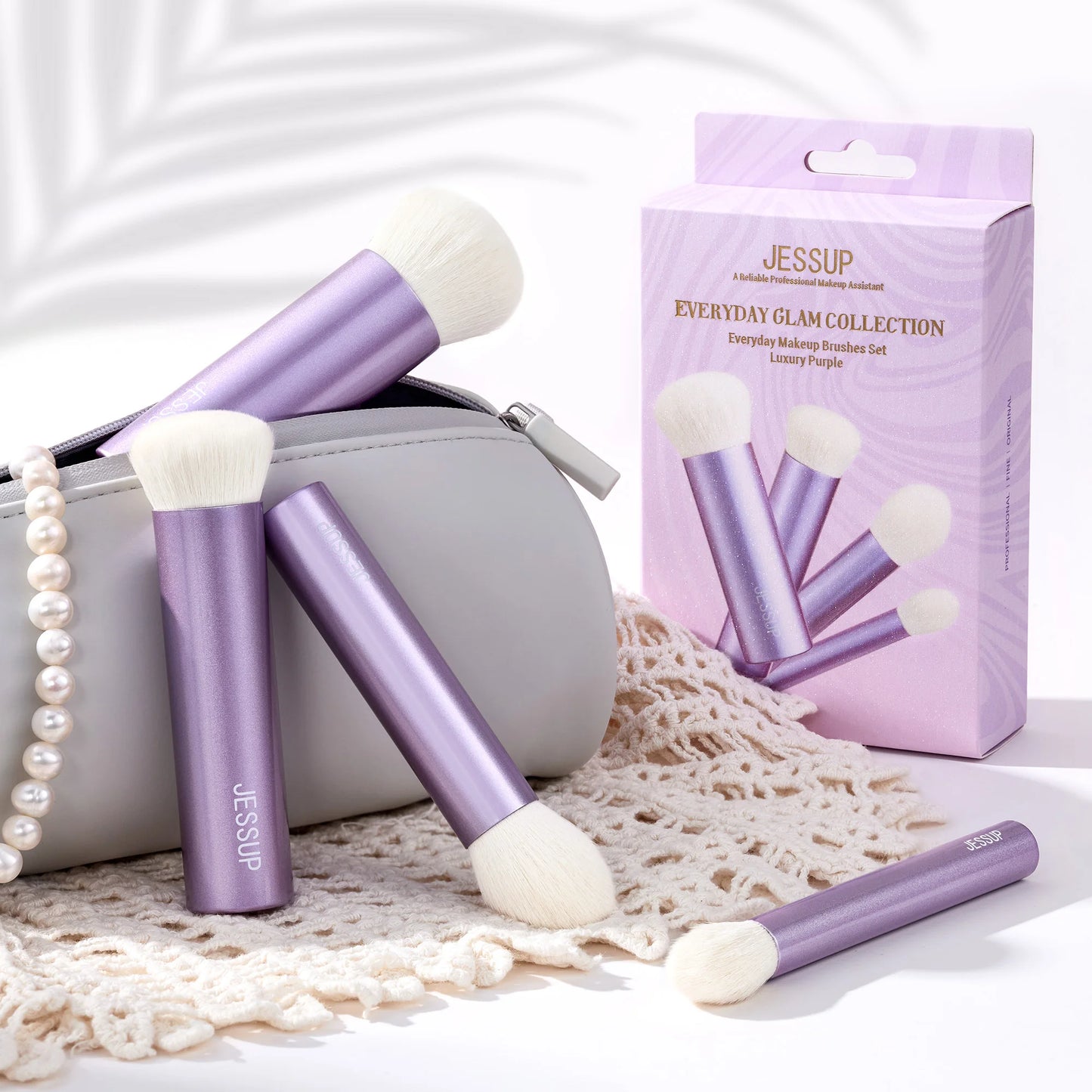 Jessup Makeup Brushes Set Face Kabuki Brush Foundation Contour Powder Complexion Blush Bronzer,Premium Synthetic, Luxury Purple
