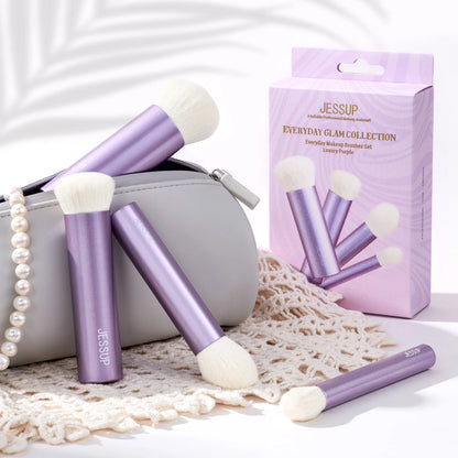 Jessup Makeup Brushes Set Face Kabuki Brush Foundation Contour Powder Complexion Blush Bronzer,Premium Synthetic, Luxury Purple