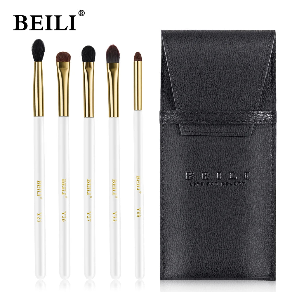 BEILI White Golden Makeup Brushes Set Professional Goat Hair Foundation Contour Bronzer Blush Kakubi Beauty brochas maquillaje