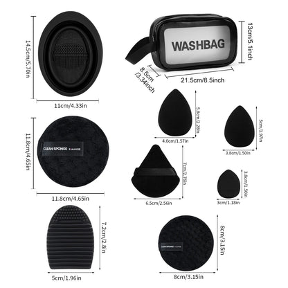 MAANGE 50pcs Makeup Tool Kit 32pcs Pro Foundation Makeup Brushes 13pcs Mixed Blender Sponges Puff Makeup Remover Pad for Travel