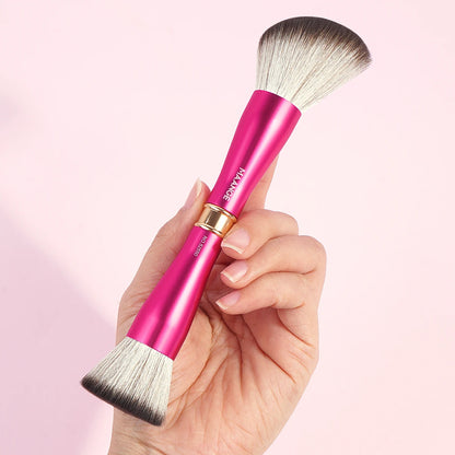 MAANGE Dual-ended Makeup Brush Flat Top Foundation Brush Angled Brush for Contour Mineral Powder Blush