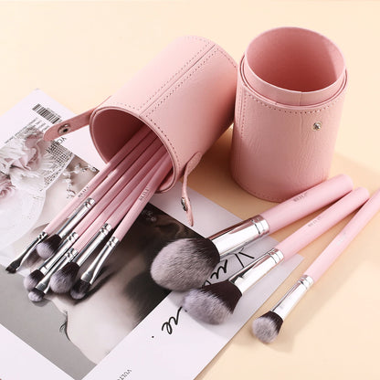 BEILI Makeup Brush Cylinder Brushes Storage Holder Organizer Travel Case for Cosmetic Tools PU Leather Big 1pcs