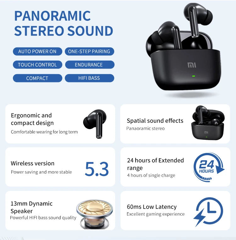 Original Xiaomi Wireless Earphone HIFI Stereo Sound Bluetooth 5.3 Headphones Sport TWS Earbuds With Mic High sound quality