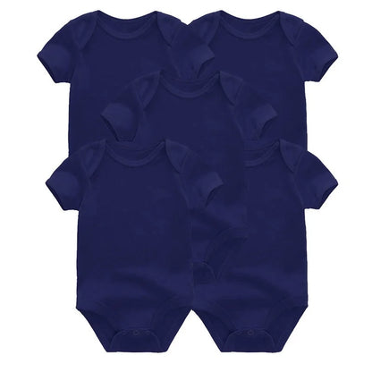 Kiddiezoom 5 Pcs Four Seasons Fashion Cartoon Short Sleeve Baby Boy Girl Bodysuits Soft 100%Cotton Newborn Onesies Clothes