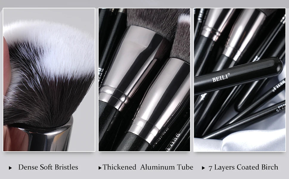 BEILI Professional Black Makeup Brushes Set Synthetic Hair Kabuki Foundation Blush Eyeshadow Smoky Brush Beauty Tool For Women