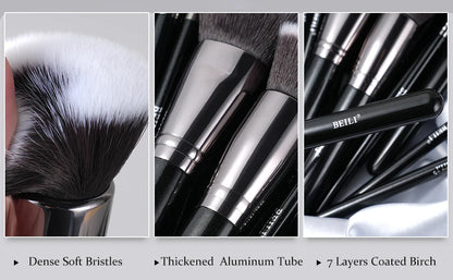 BEILI Professional Black Makeup Brushes Set Synthetic Hair Kabuki Foundation Blush Eyeshadow Smoky Brush Beauty Tool For Women