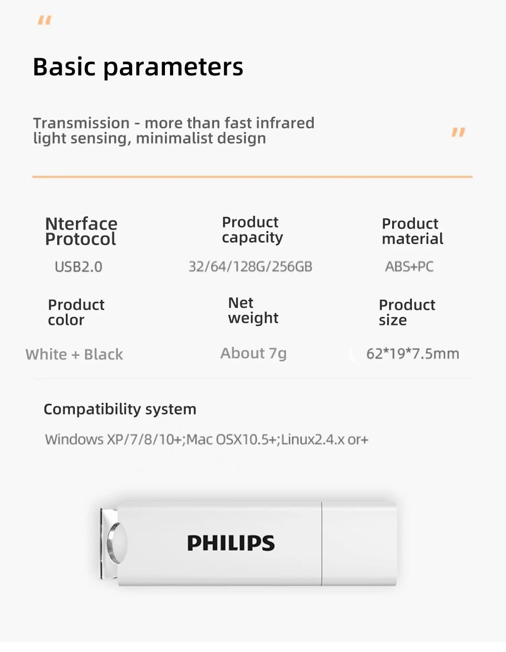 Philips USB Flash Drive 2.0, 64GB, Storage Expansion for Photos, Videos, Music, Files