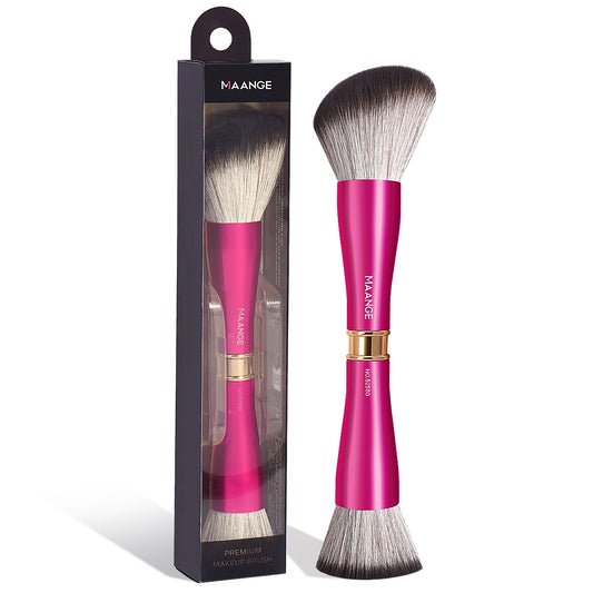 MAANGE Dual-ended Makeup Brush Flat Top Foundation Brush Angled Brush for Contour Mineral Powder Blush