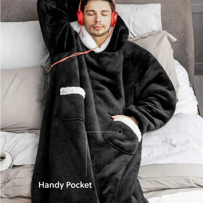 180cm Super Long Flannel Blanket Pyjamas with Sleeves Winter Hoodies Sweatshirt Women Men Pullover Fleece Giant Oversized Outdoor