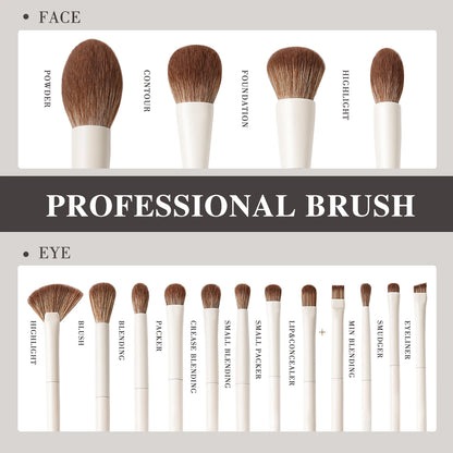 BEILI Professional Makeup Brush Set 15Pcs Beige Soft Hair Foundation Powder Blush Eyeshadow Contour Eyeliner Blush Cosmetics Kit