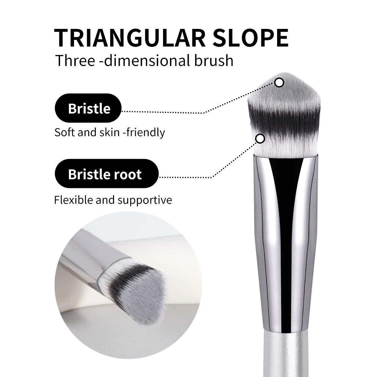 MAANGE 4pcs Main Makeup Brushes Set Flat Top Foundation Brushes Angled Contoured Brush Dense Bristle Face Makeup Tool for Beauty