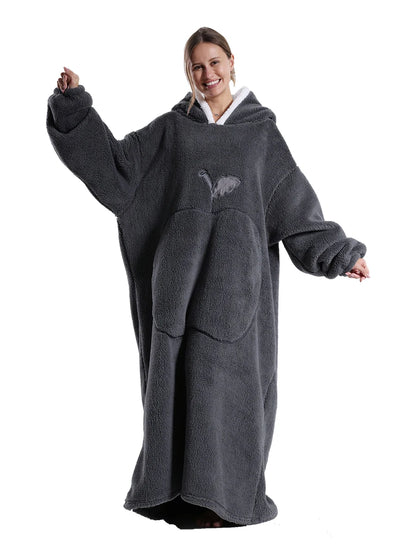 Adults Long Blanket with Sleeves Winter Hoodies Sweatshirt Plus Size Feminino Fleece Wearable Blanket Hoodie Oversized