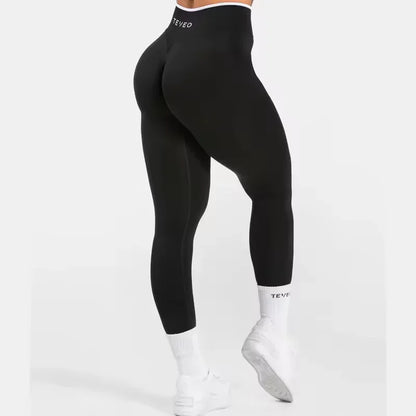 TEVEO High Waist Seamless Scrunch Leggings for Women Yoga Pants Hip Lifting Running Exercise Gym Ignite Sculpt Series