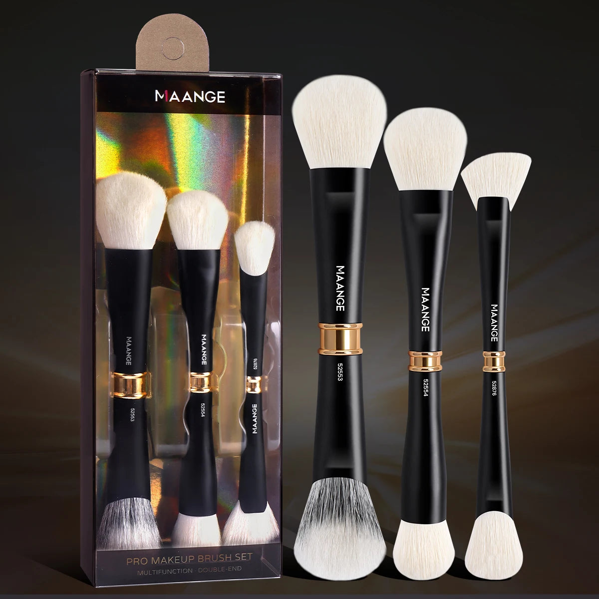MAANGE 3pcs Dual-Head Multifunctional Makeup Brushes Sloping Foundation Concealer Brush Kabuki for Liquid Cream Blending Beauty