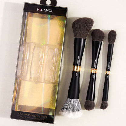 MAANGE 3pcs Dual-Head Multifunctional Makeup Brushes Sloping Foundation Concealer Brush Kabuki for Liquid Cream Blending Beauty