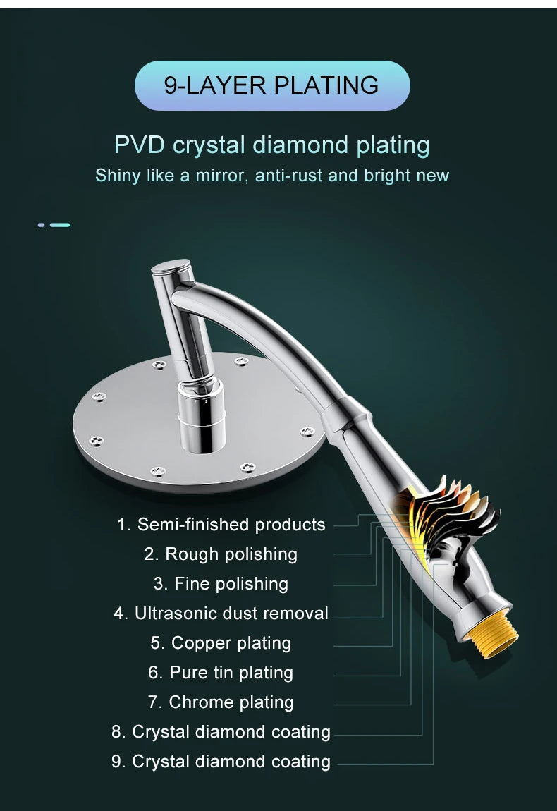 Bathroom 6 ”8 inch shower head ABS Chrome shower head water saving bathroom rain spa square handheld ELA087-1