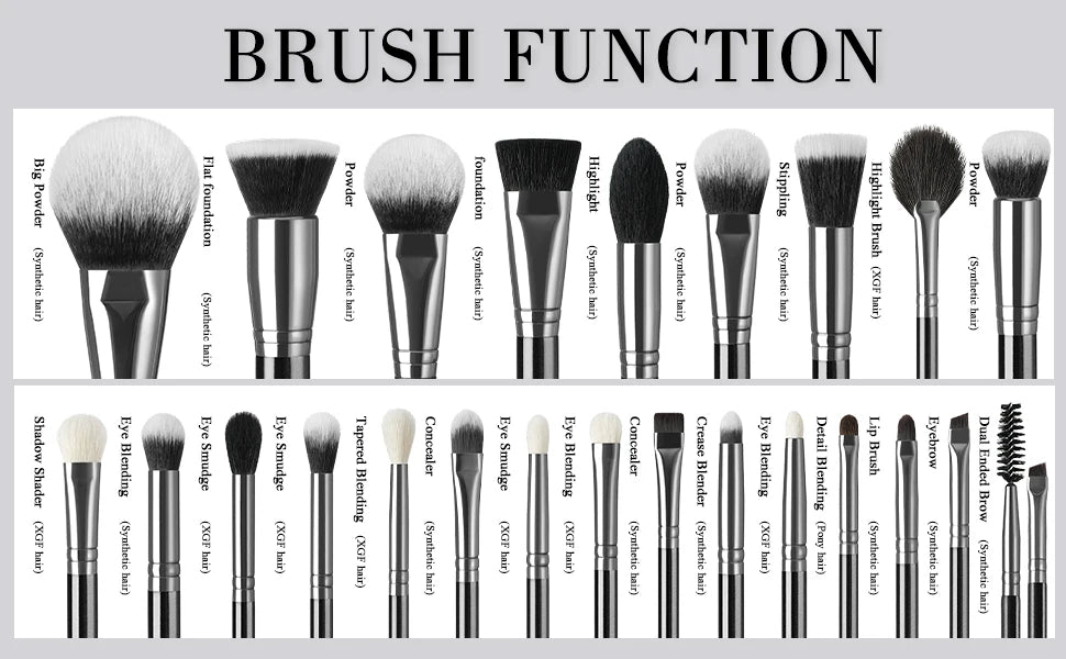 BEILI Professional Black Makeup Brushes Set Synthetic Hair Kabuki Foundation Blush Eyeshadow Smoky Brush Beauty Tool For Women