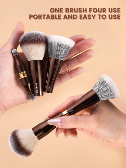 MAANGE 4 in 1 Assemble Makeup Brush Set Travel Makeup Brushes with Case Powder Brush, Foundation/Blush Brush, Eyeshadow Brush
